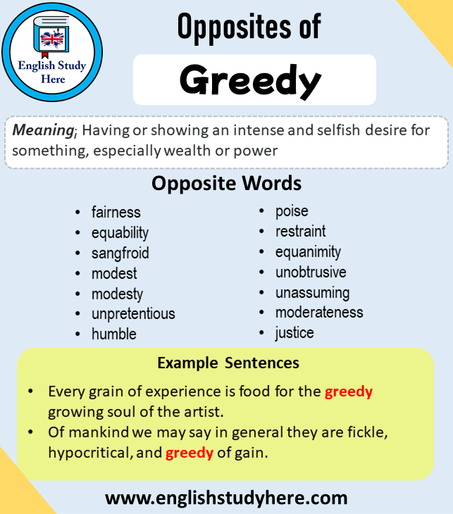 opposite meaning of greedy