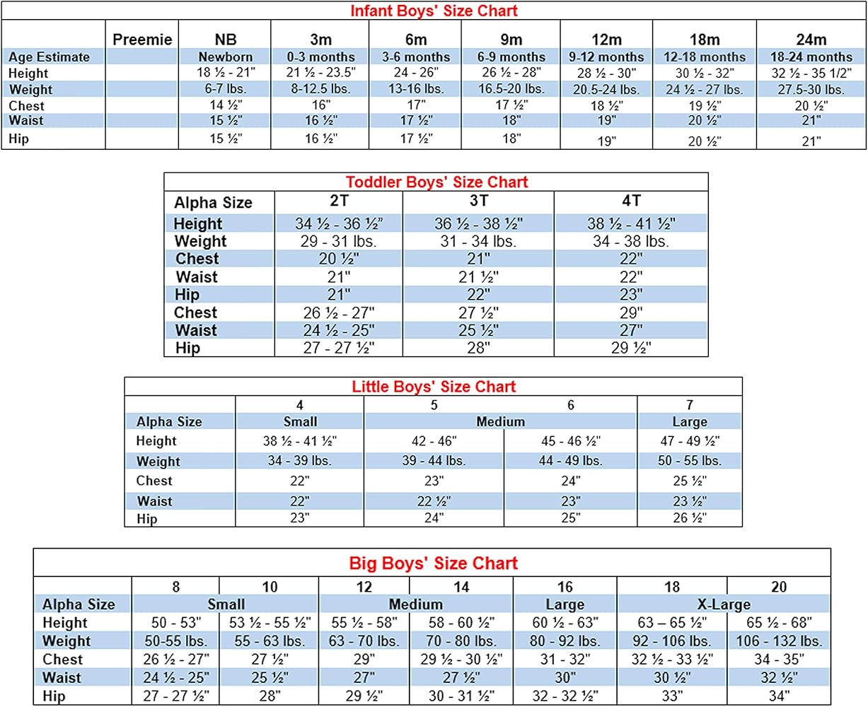 oshkosh size chart