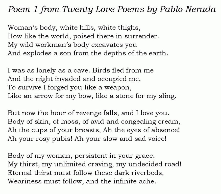 pablo neruda 20 love poems