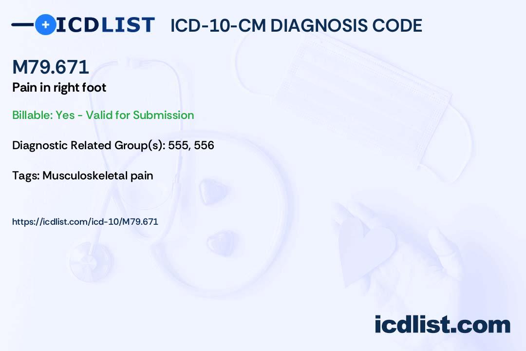 pain in right foot icd 10