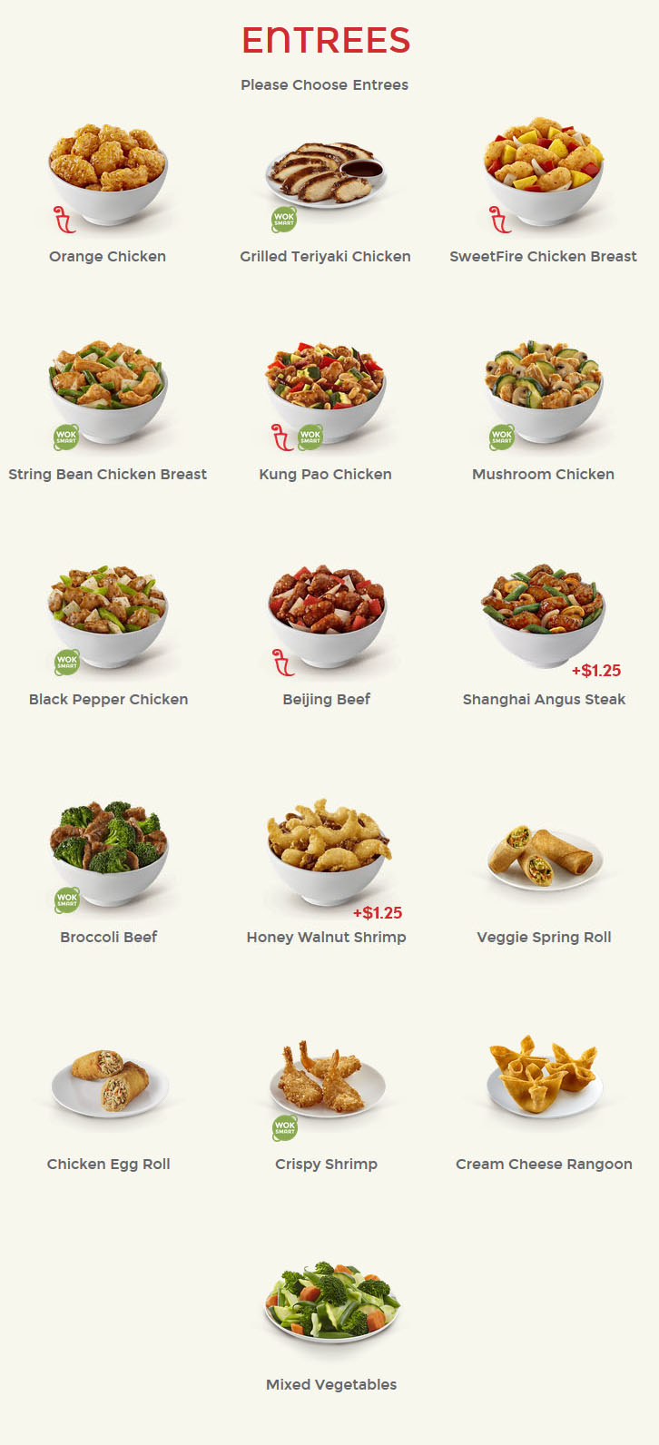 panda express restaurant menu