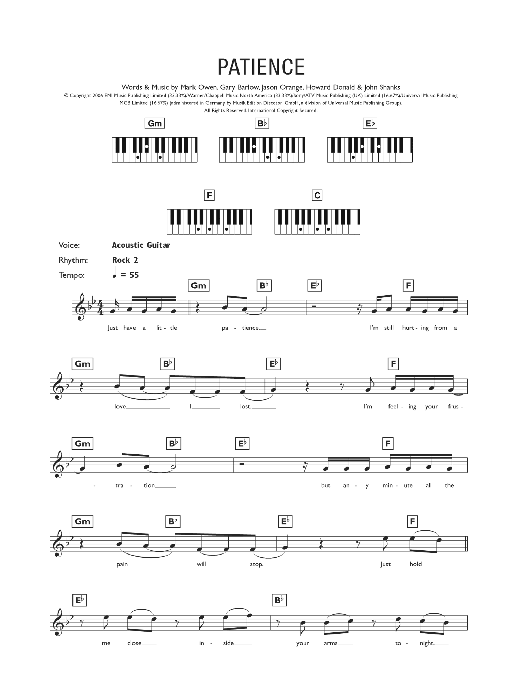 patience chords take that