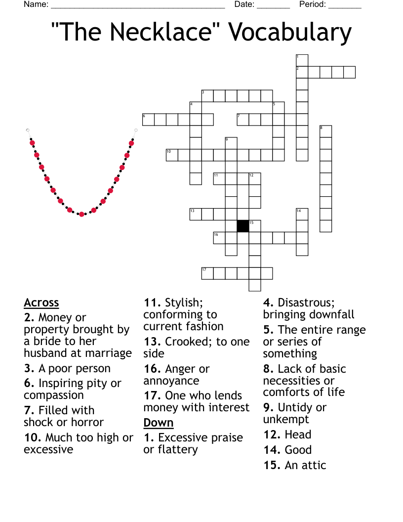 pendant crossword clue