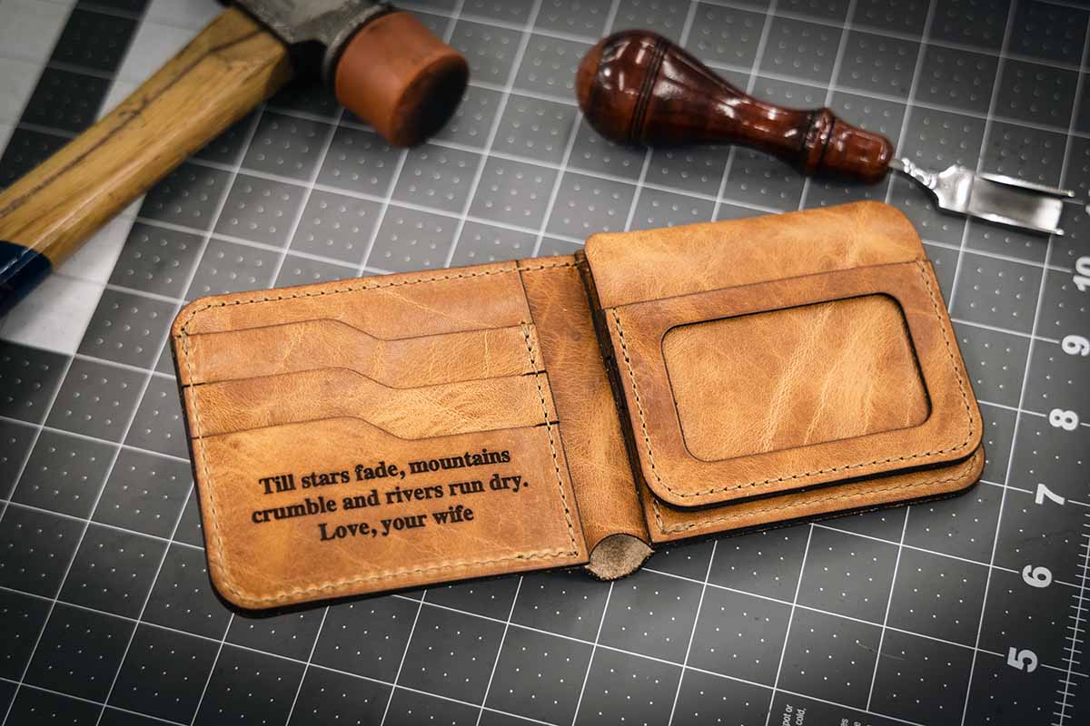 personalized leather wallet for him