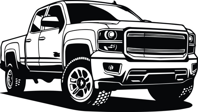 pickup truck clipart black and white