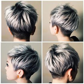 pixie short hair grey highlights