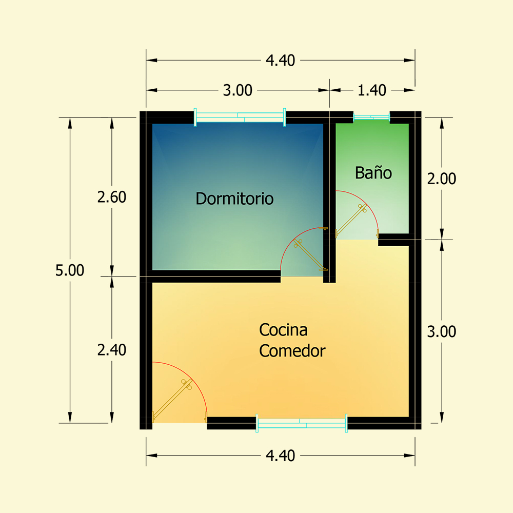 plano departamento 1 dormitorio