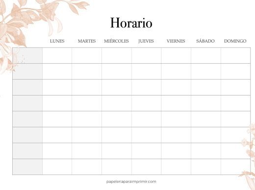 plantilla de horario