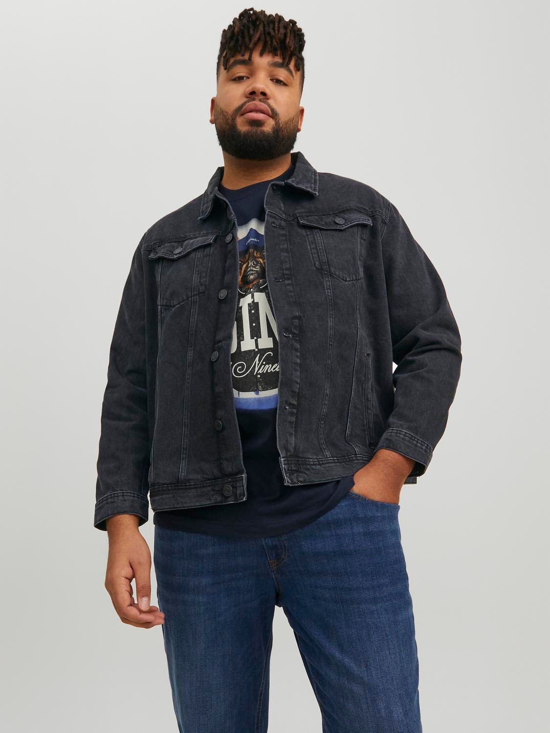 plus size black denim jacket