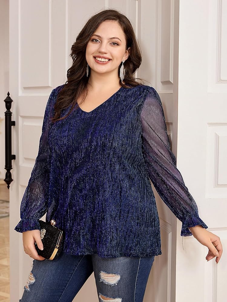 plus size glitter tops