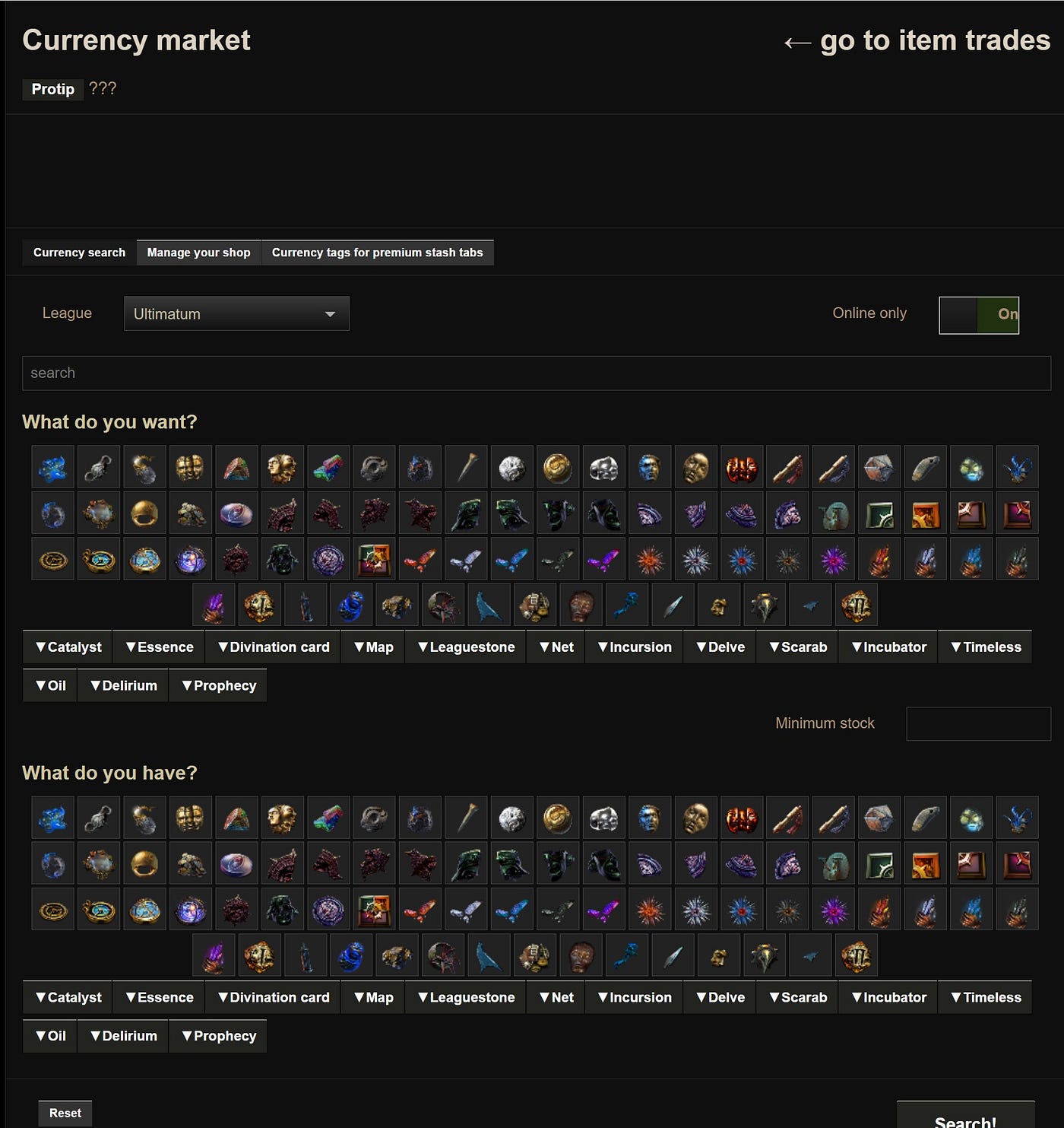 poe currency market