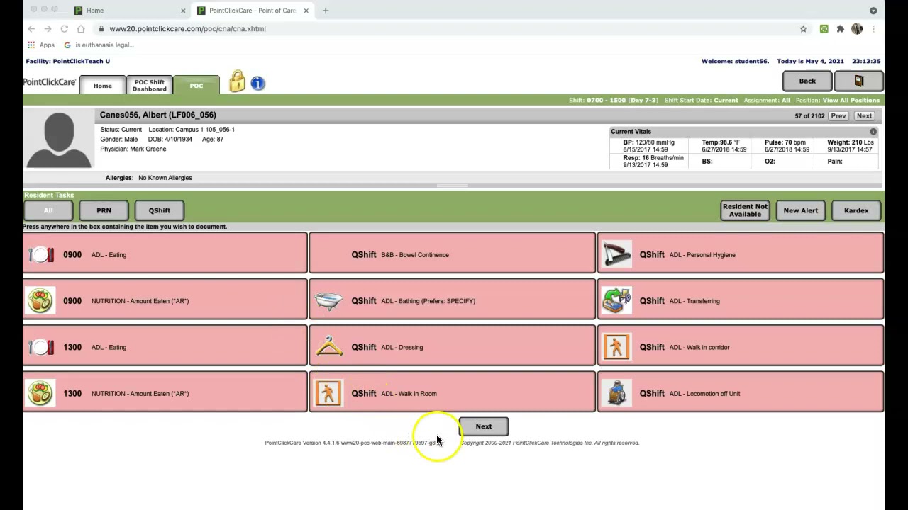 point care click login cna