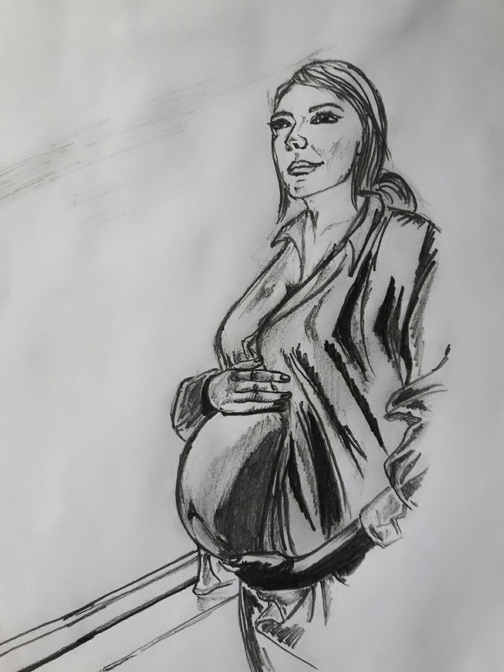 pregnant lady pencil drawing