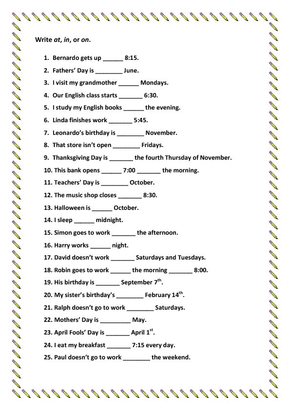 prepositions of time and place worksheet pdf