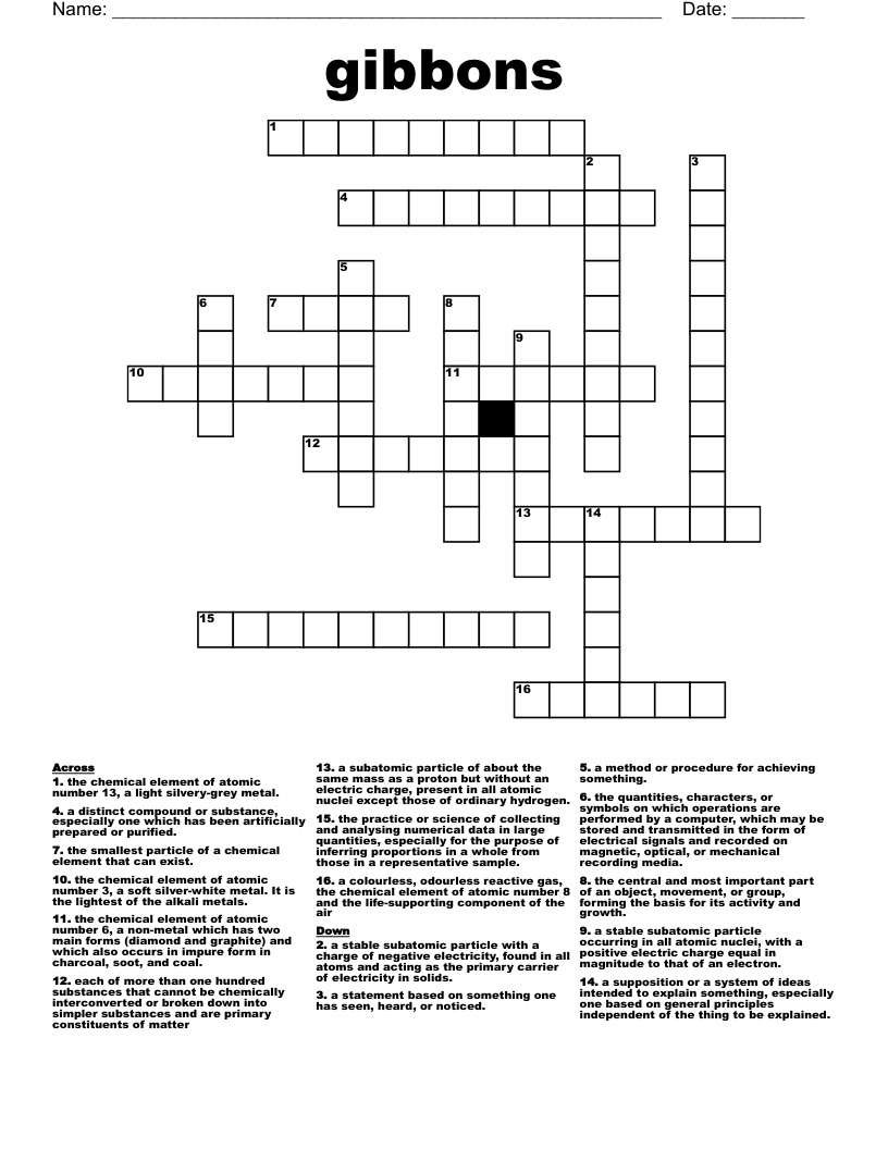 present as the main element crossword