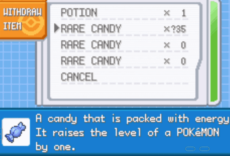 rare candy cheat