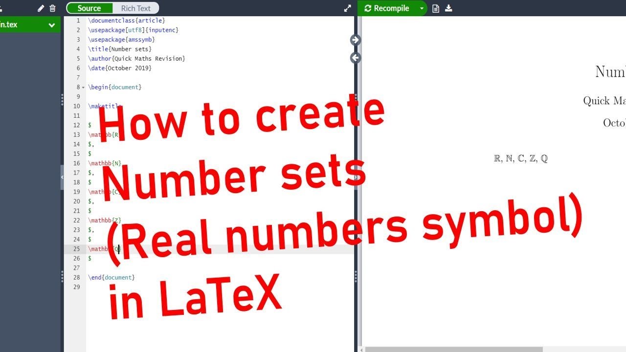 real numbers latex