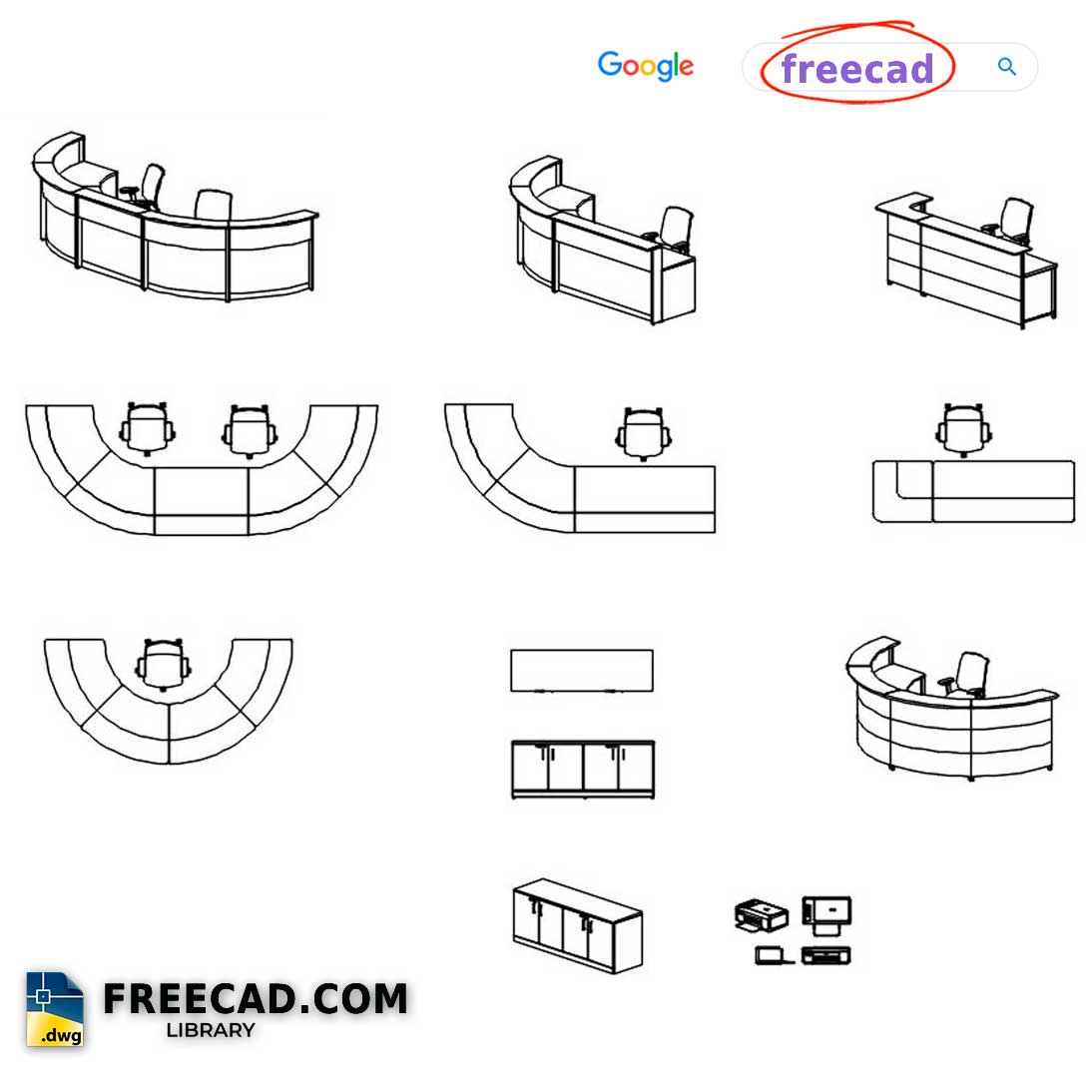 reception table cad block