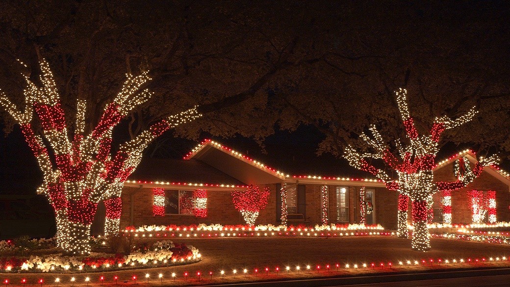 red and white holiday lights