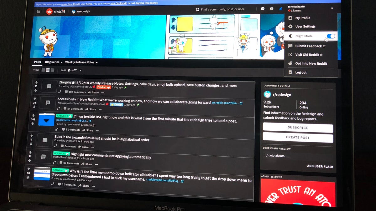 reddit dark mode