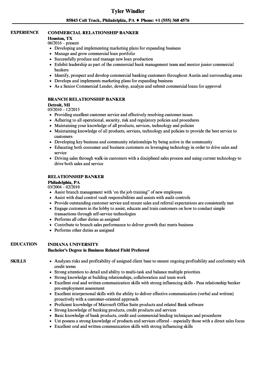 relationship banker bank of america job description