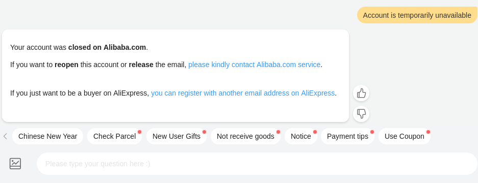 release my account at the same time aliexpress