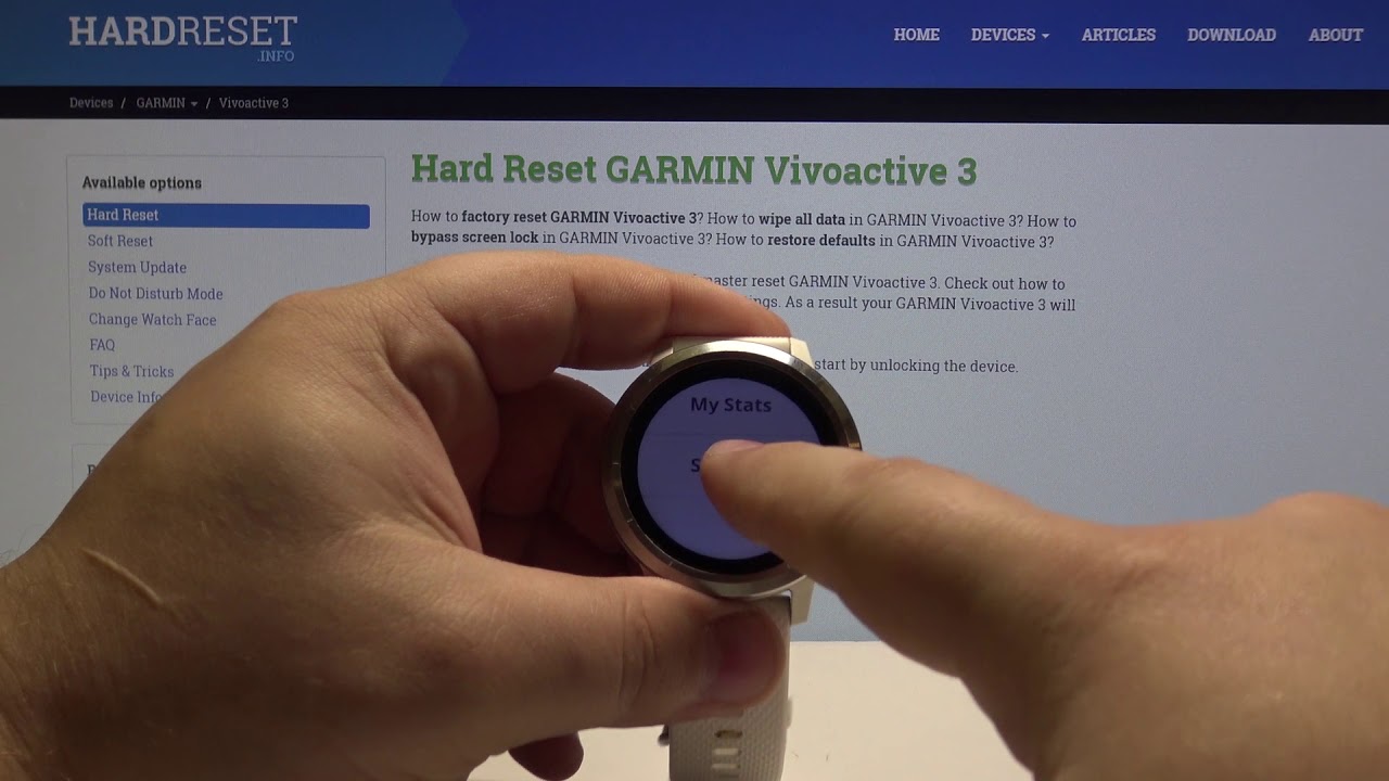 reset garmin vivoactive 3 music