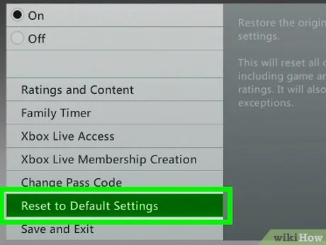 restore factory settings xbox 360