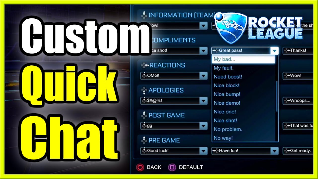 rocket league custom quick chat