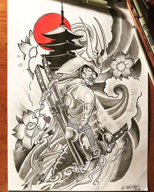 samurai tattoo sketch