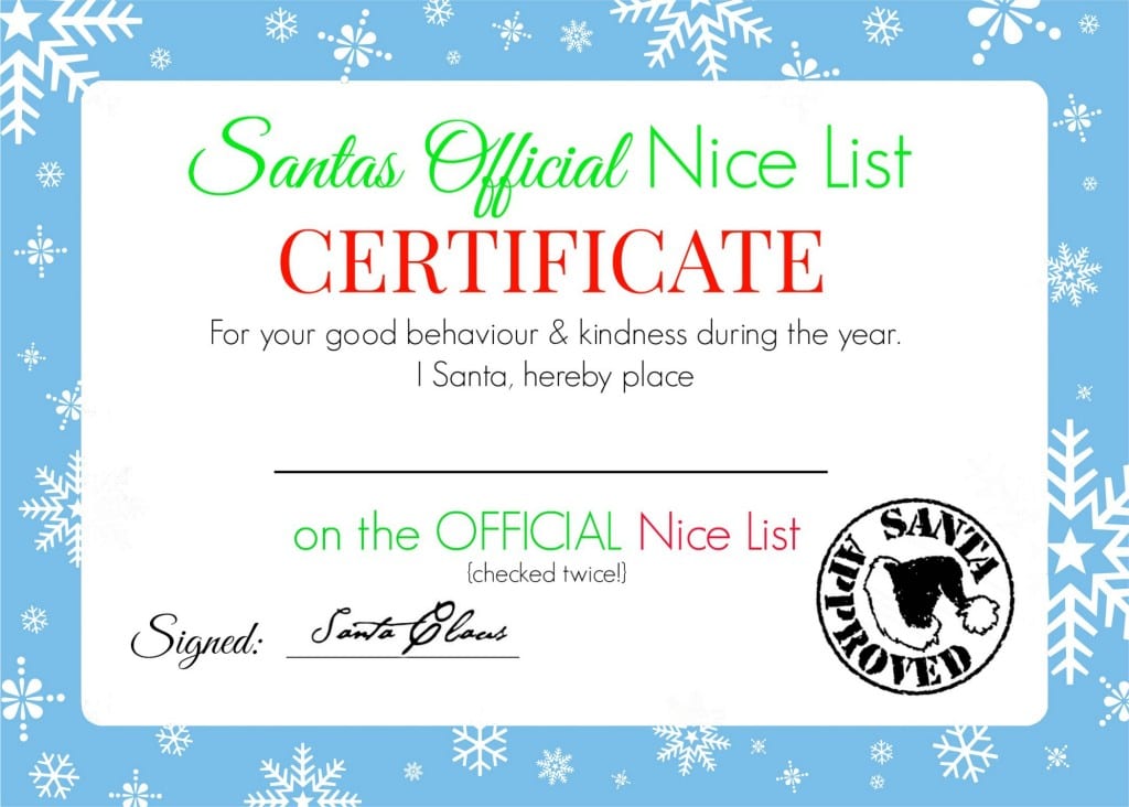 santa nice list template