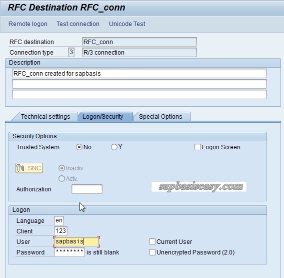 sap rfc connection