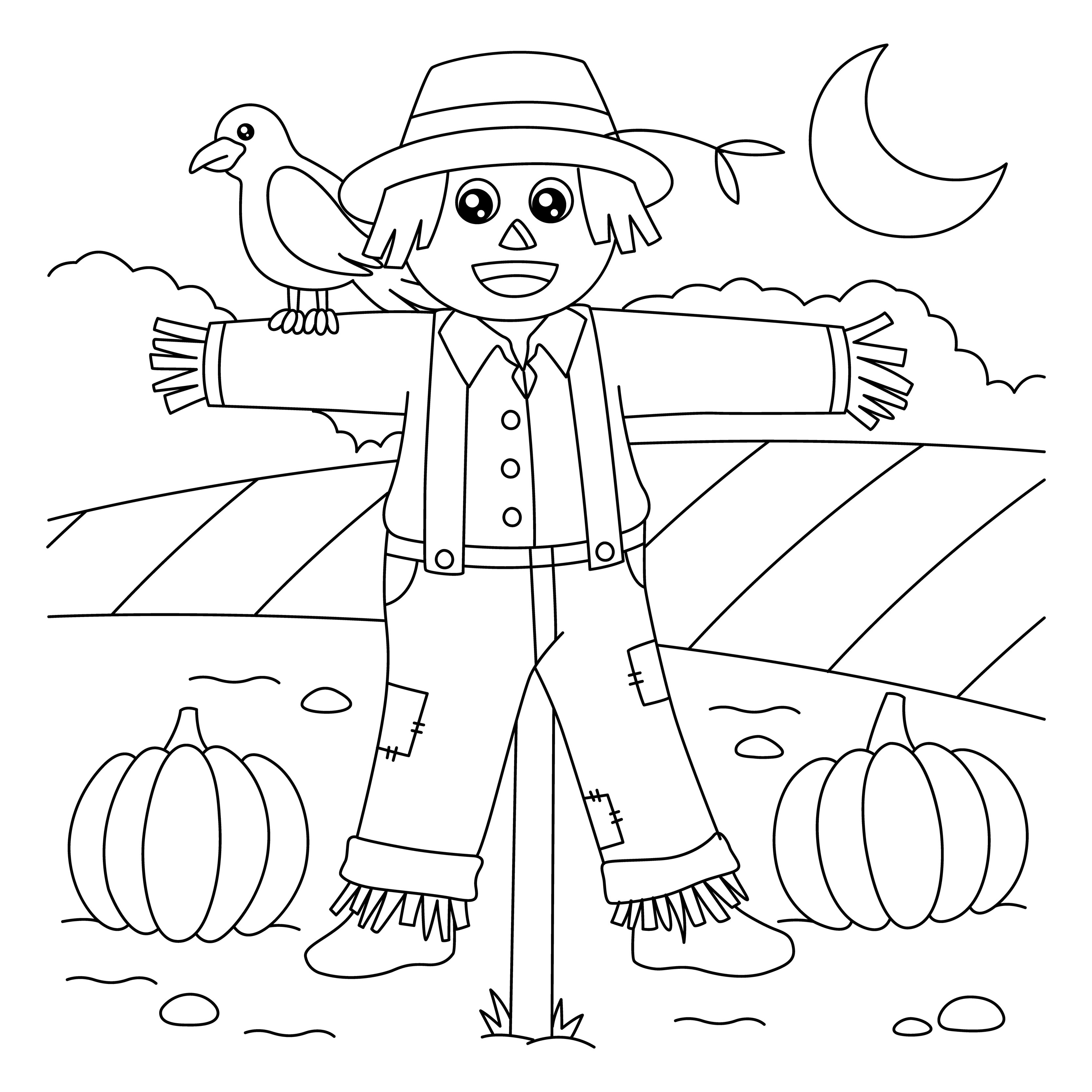 scarecrow coloring page printable