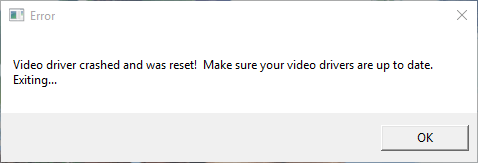 sea of thieves video driver crashed and was reset