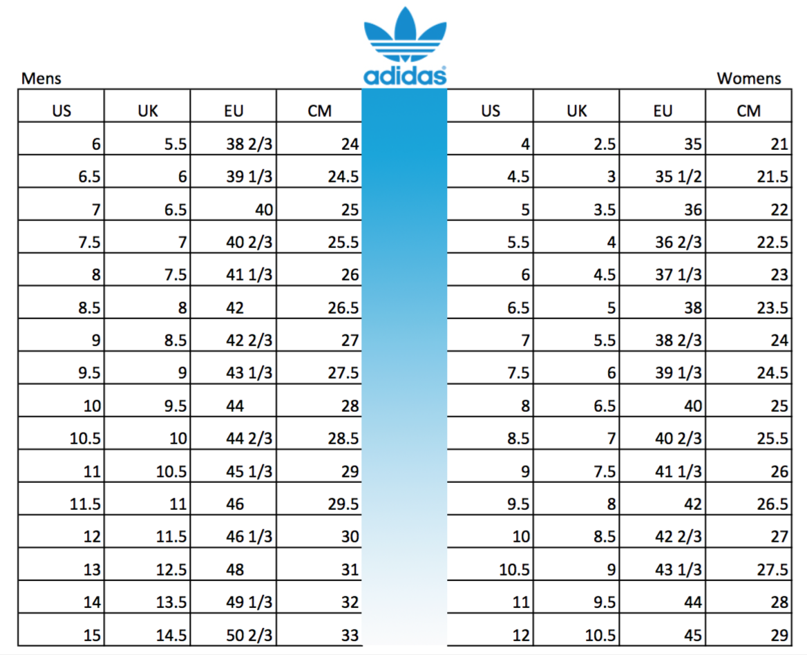 shoe size conversion adidas