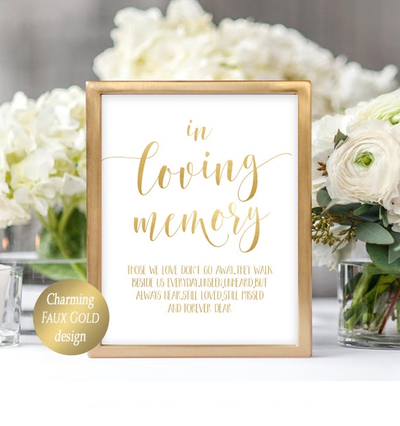 sign for memorial table at wedding