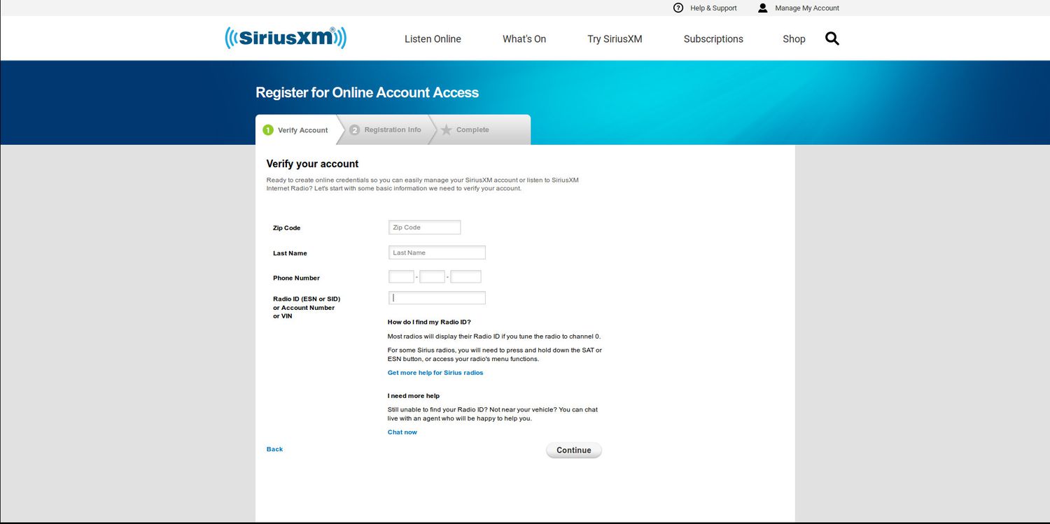 sirius account