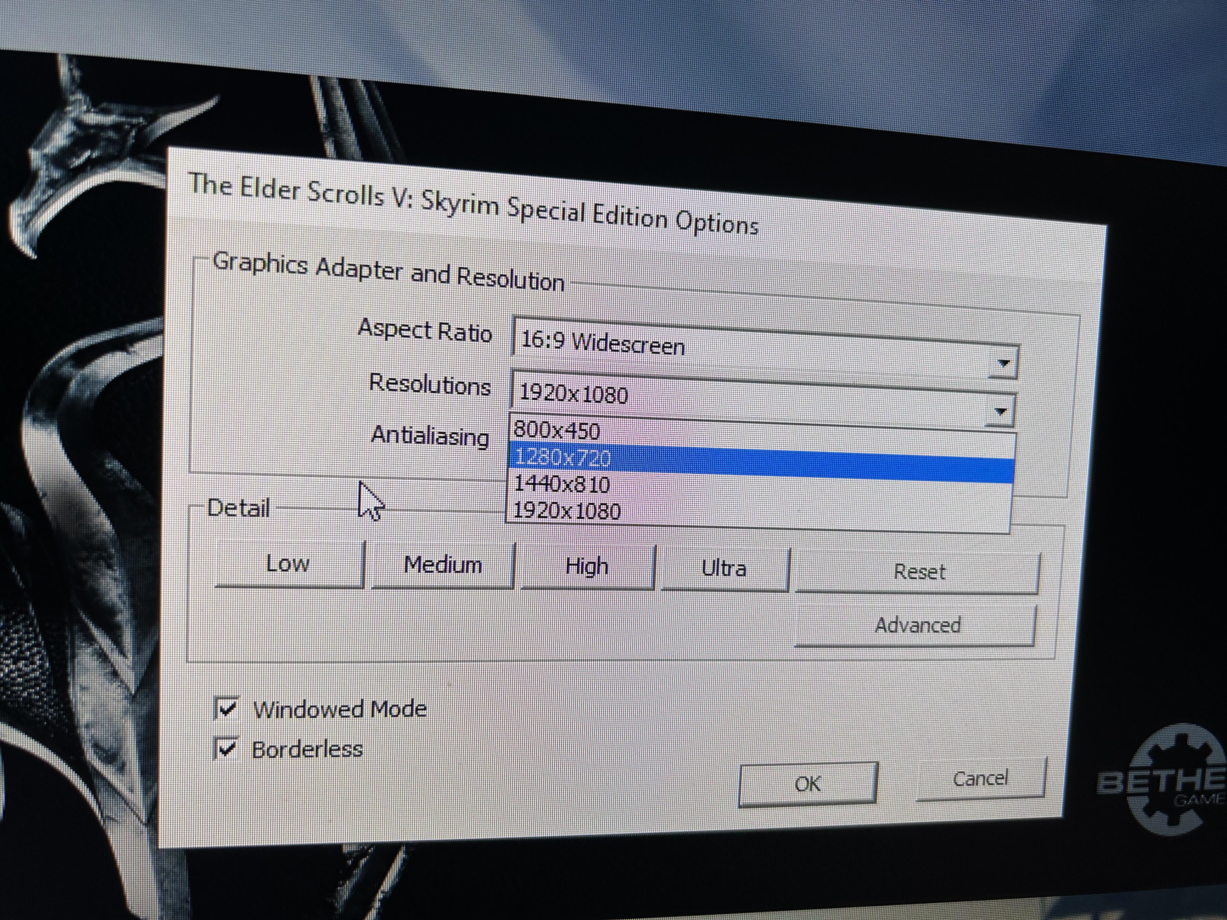 skyrim how to change resolution