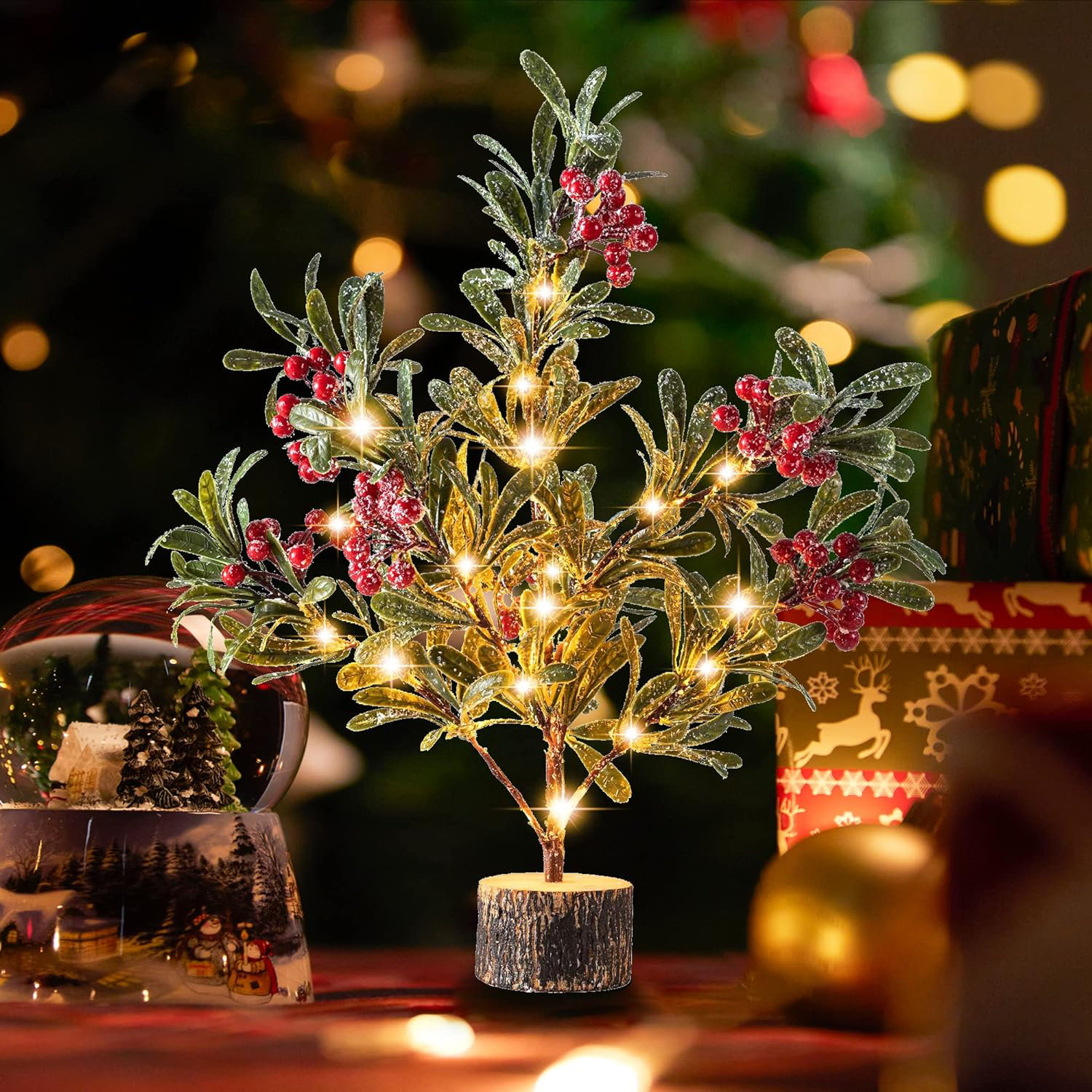 small lighted christmas trees