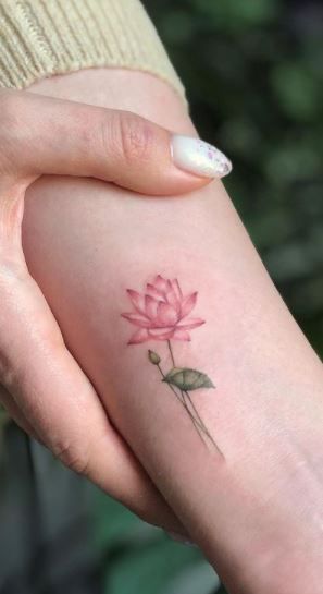 small pink lotus tattoo