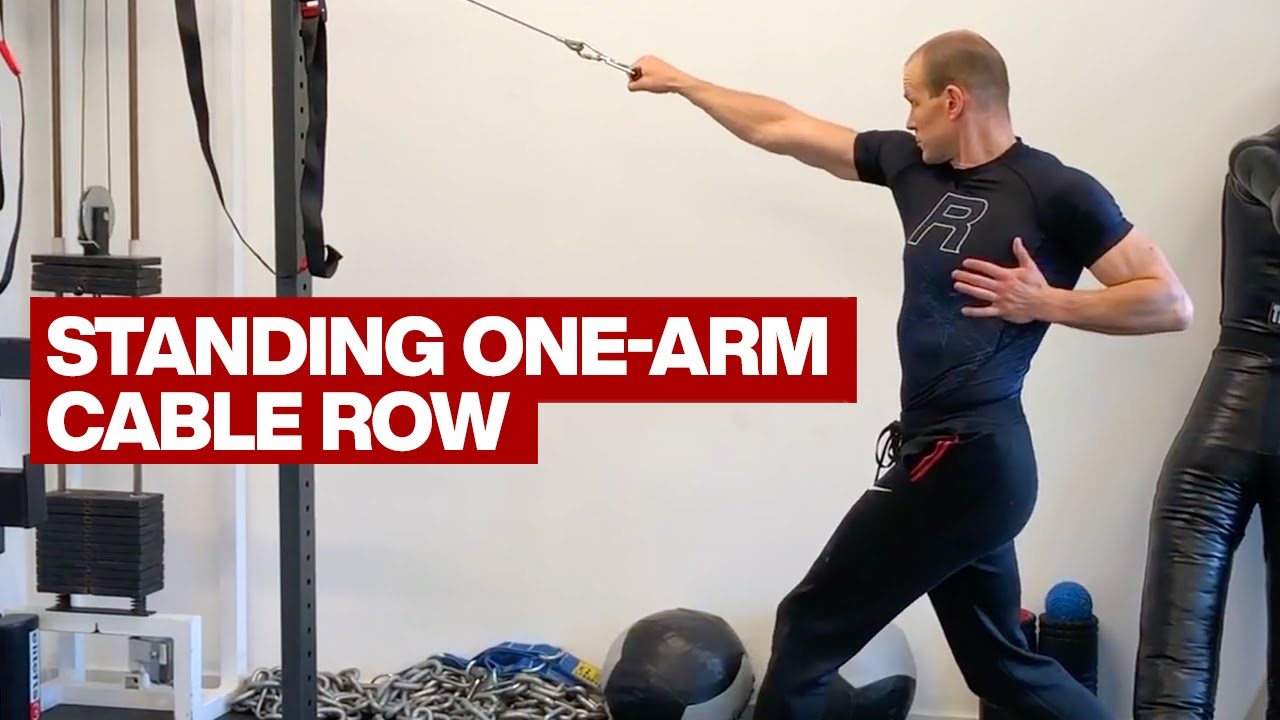 standing single arm cable row