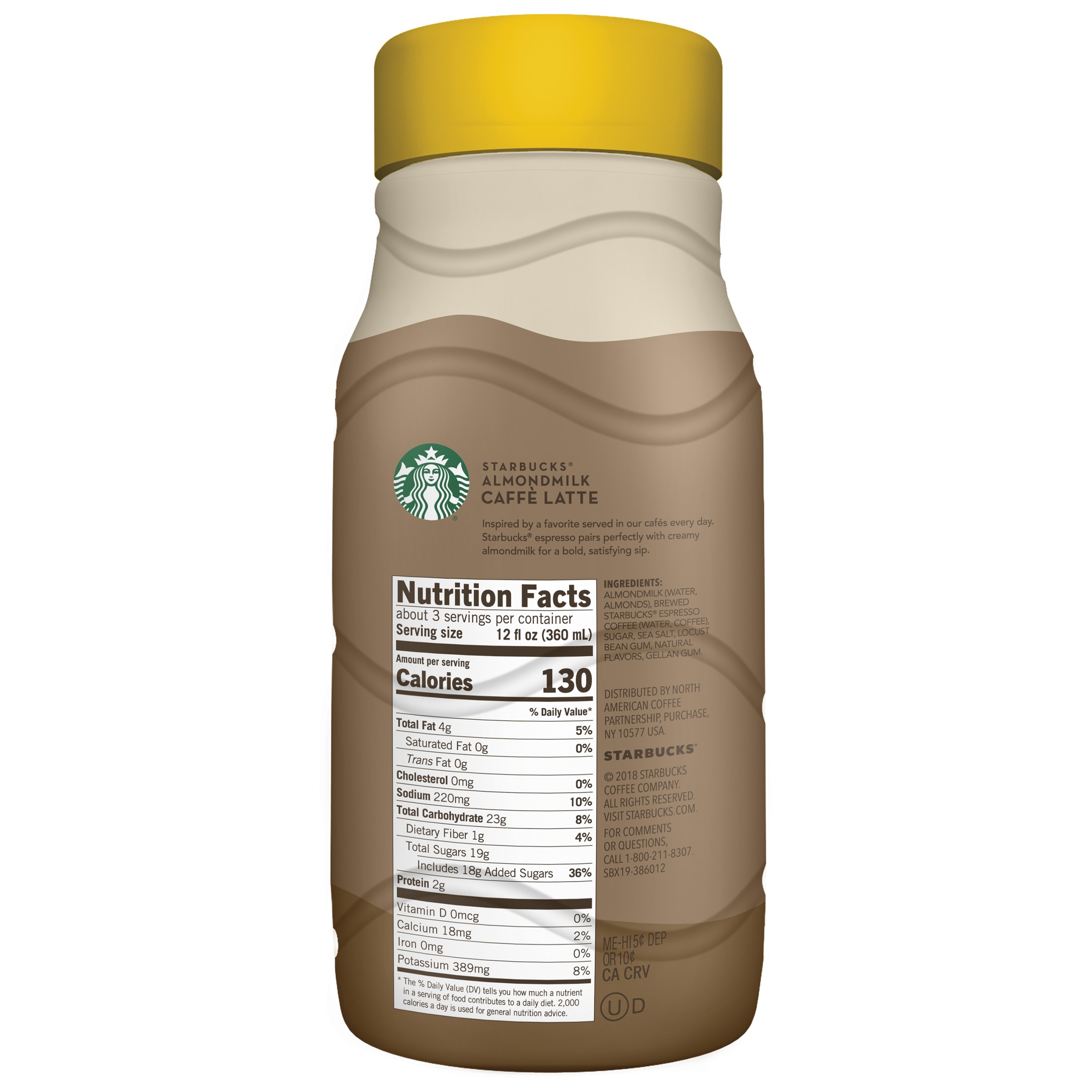 starbucks calories almond milk latte