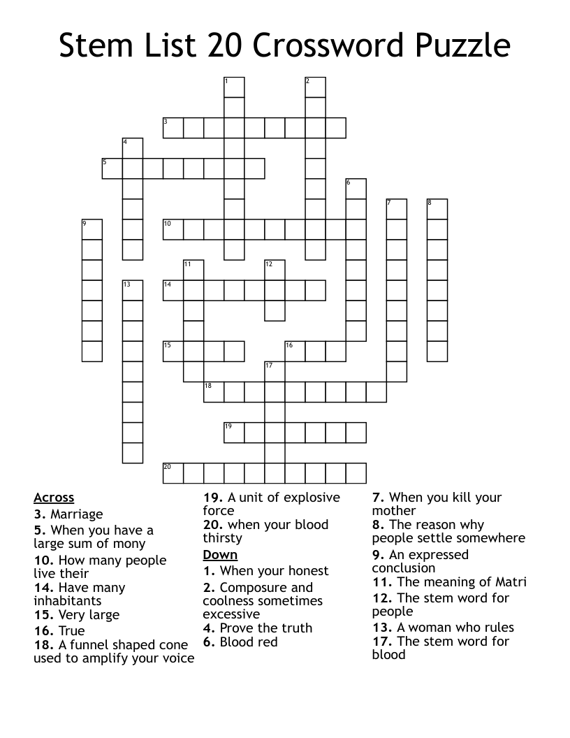 stem crossword clue