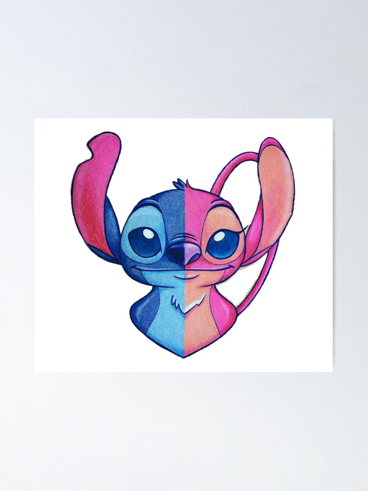 stitch y angel dibujo