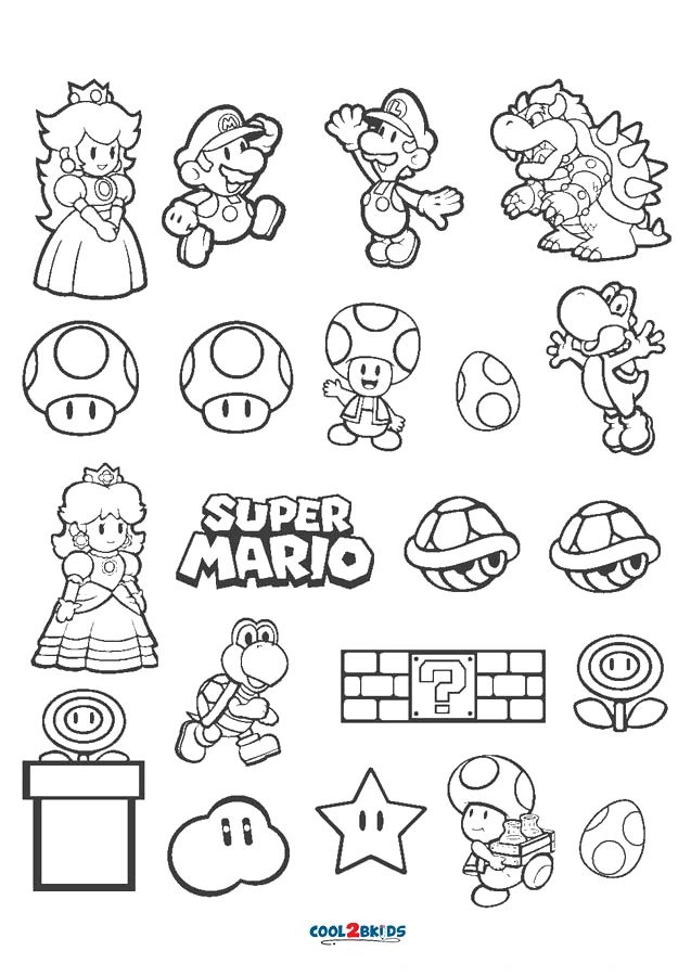 super mario brothers pictures to color