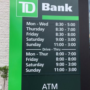 td bank open on sunday