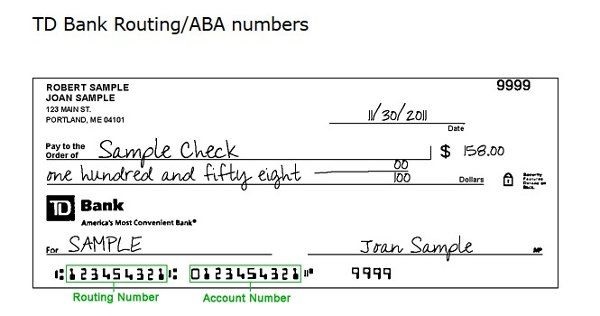 td bank routing number new york ny