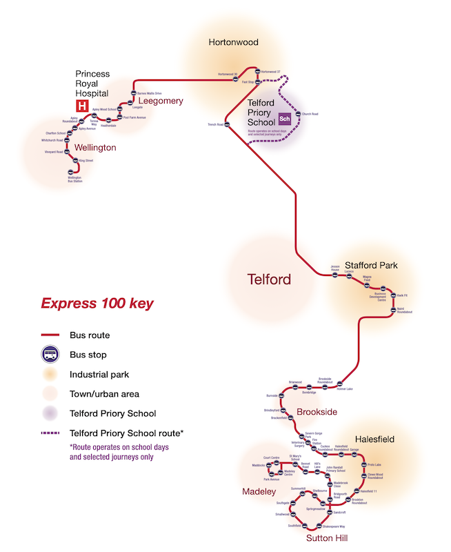 telford bus routes map