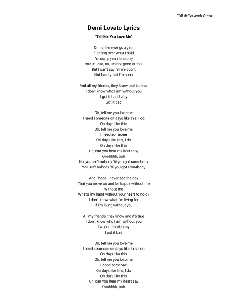 tell me you love me lyrics