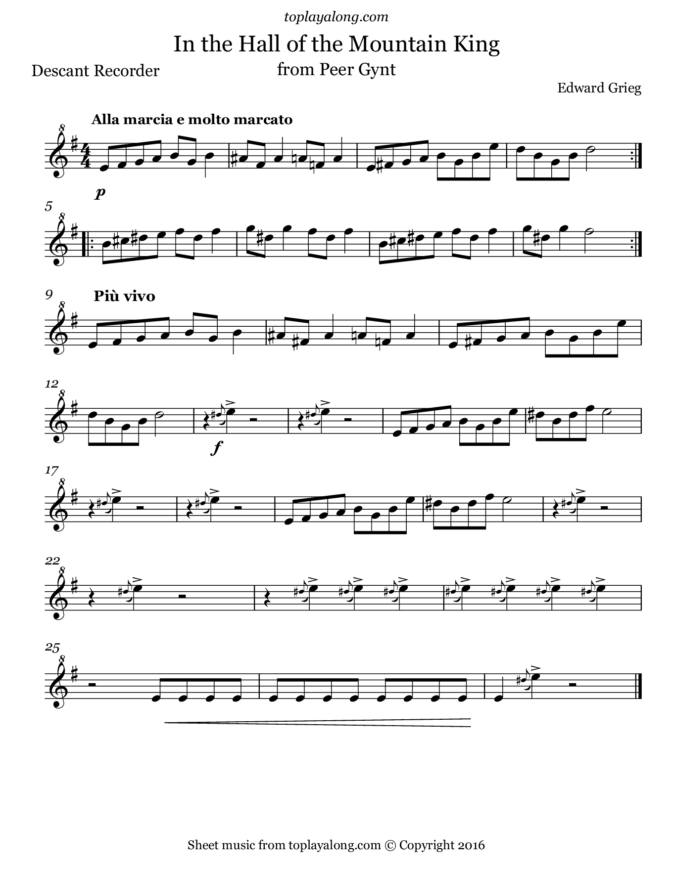 the hall of the mountain king sheet music